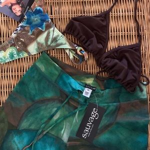 Sauvage M Thong Bikini & Beach Coverup Pants NWT